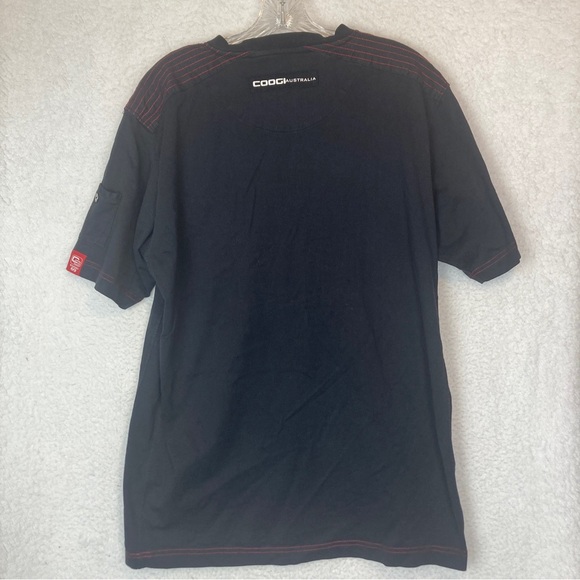 Coogi Australia Mens Button-Up Shirt Black Short Sleeve Shoulder Tabs Pockets XL - Picture 10 of 11